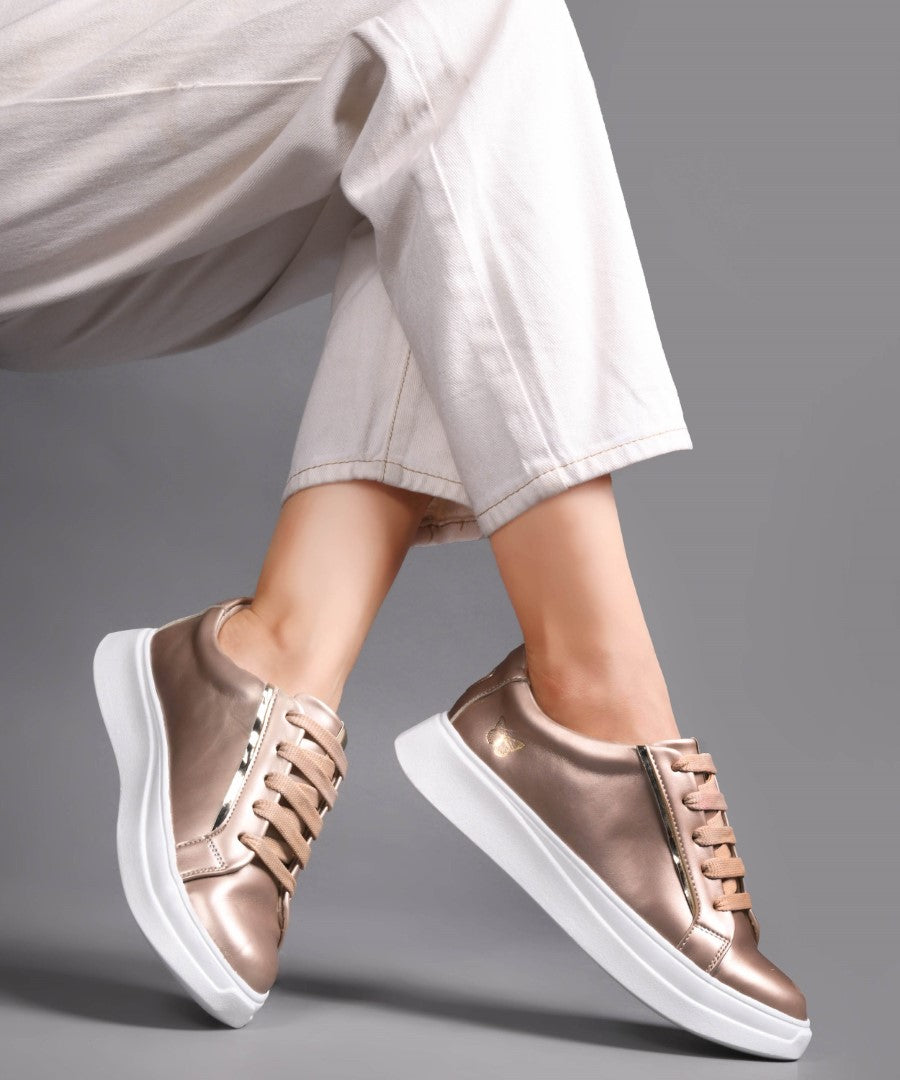 Metallic Sneakers for Women | Lace-Up Chunky Sole - JM Looks
