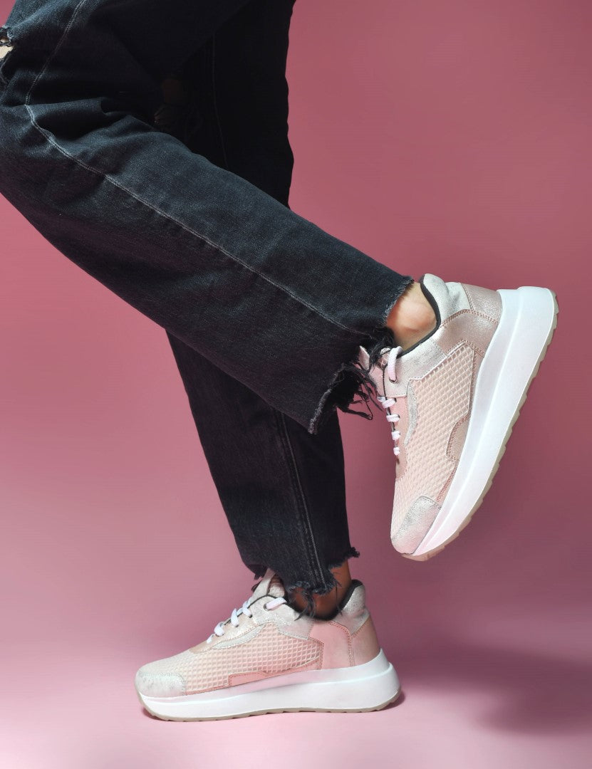 Jm Looks Mesh Panel Chunky Sole Sneakers
