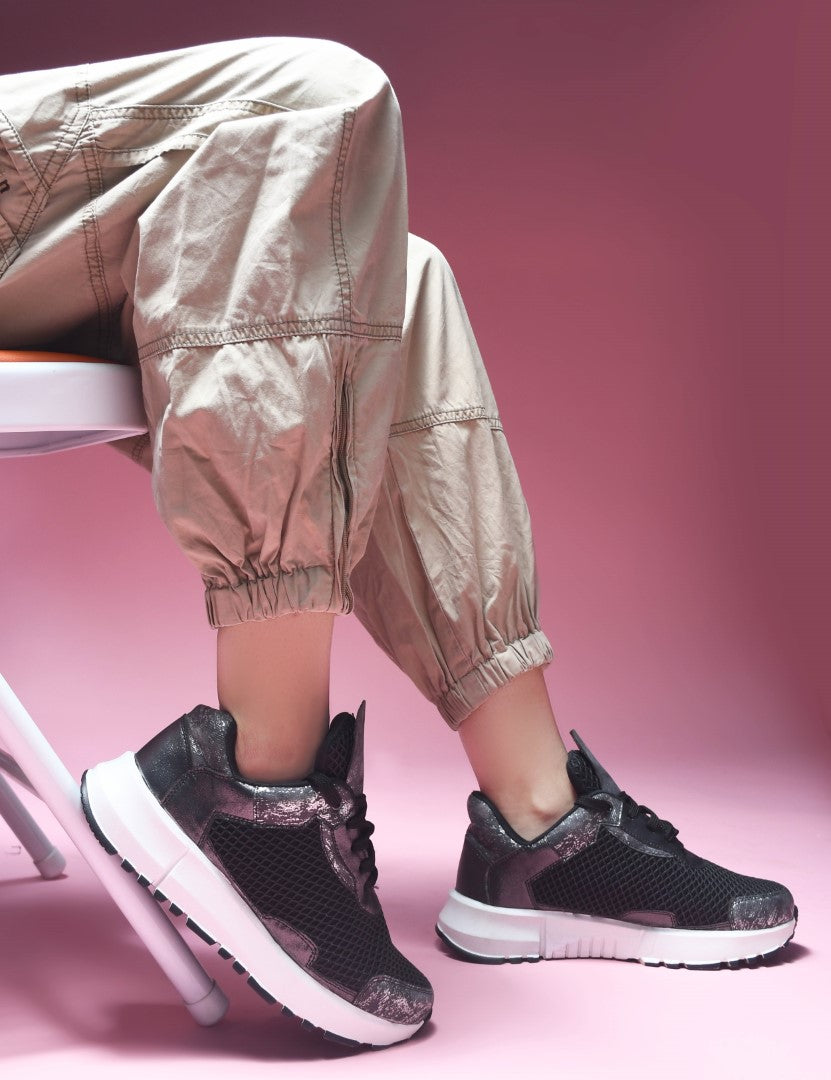 Jm Looks Mesh Panel Chunky Sole Sneakers