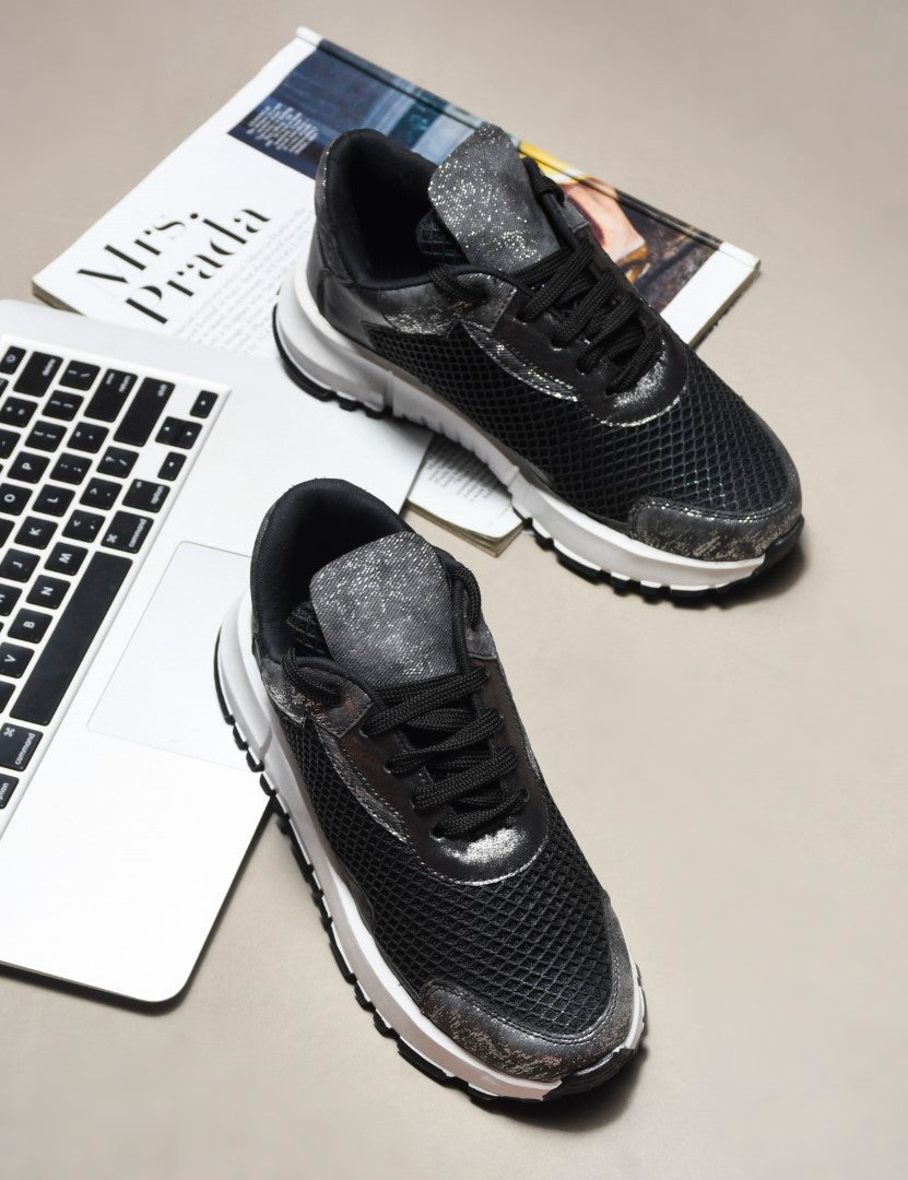 Jm Looks Mesh Panel Chunky Sole Sneakers