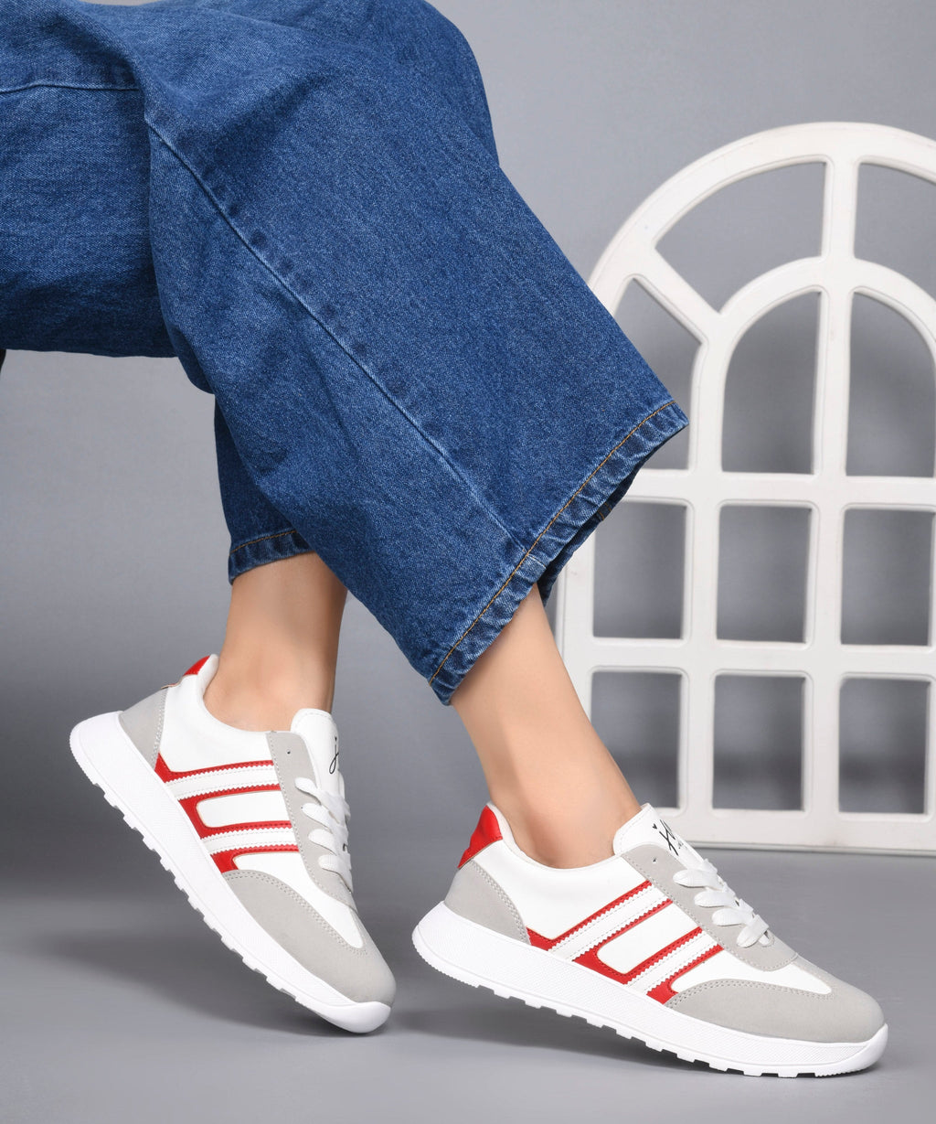 The Urban Stripe Classic Breathable Sneaker with Round Toe & Lace-Up Closure