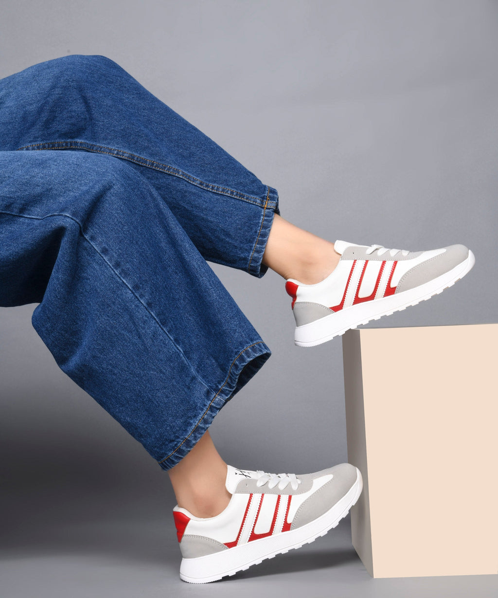 The Urban Stripe Classic Breathable Sneaker with Round Toe & Lace-Up Closure