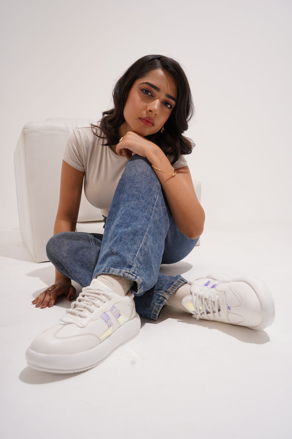 Jm Looks Casual Panel Detail Lace-Up Sneakers
