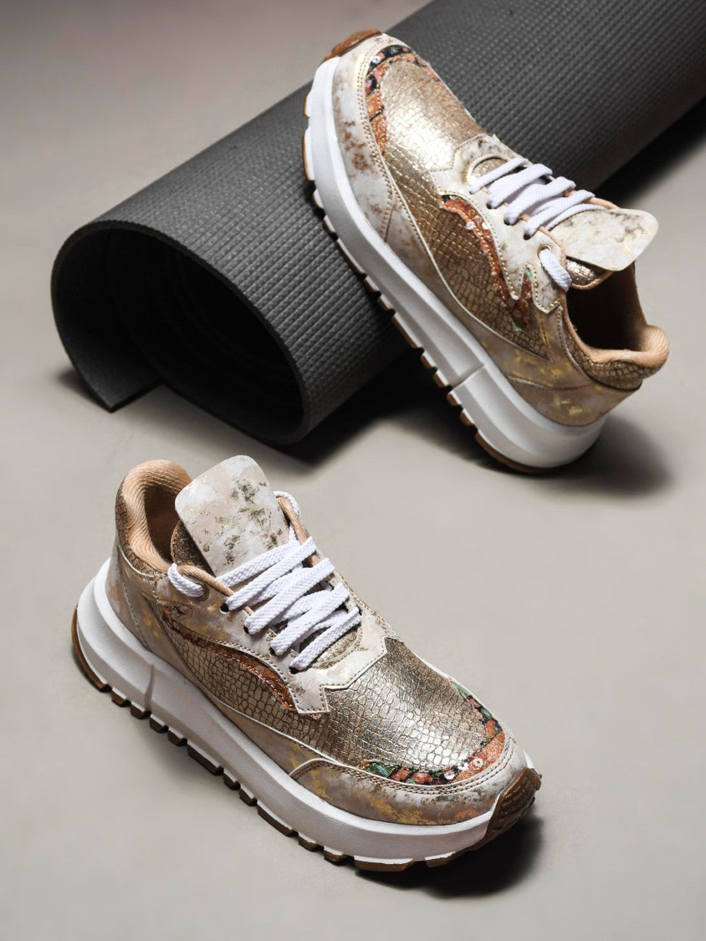 Metallic Mesh Chunky Sneakers For Women