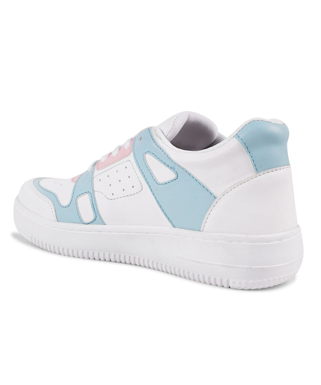 Sneakers with Dual-Tone Pastel Panels & Cushioned Sole