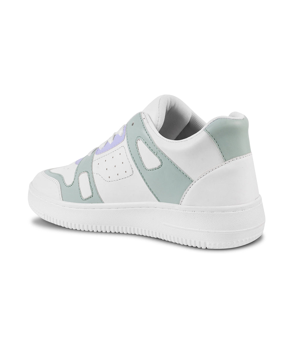 Sneakers with Dual-Tone Pastel Panels & Cushioned Sole