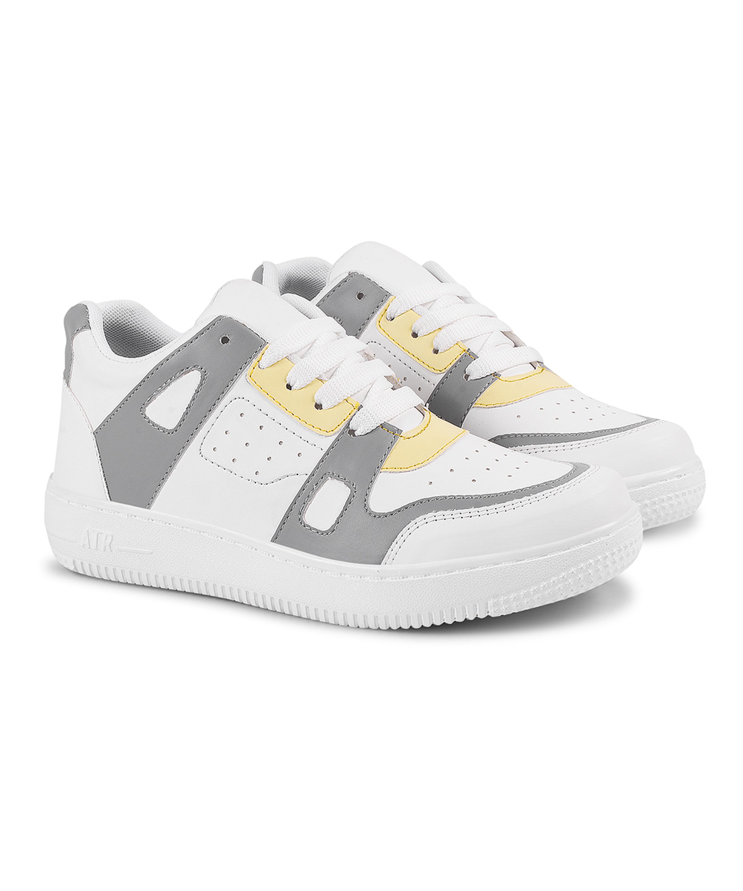 Sneakers with Dual-Tone Pastel Panels & Cushioned Sole