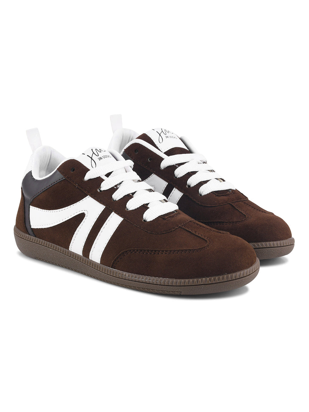 Jm Looks Casual Lace-Up Sneakers with Contrast Stripes