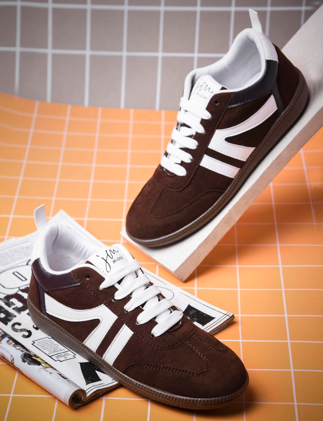 Jm Looks Casual Lace-Up Sneakers with Contrast Stripes