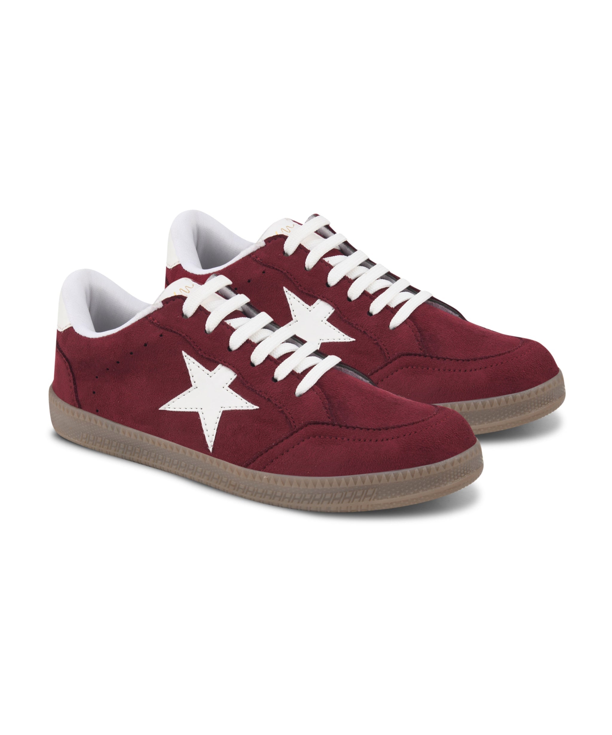 Vintage Inspired Star Sneakers for Women: Suede Lace-Up Shoes with Gum Sole