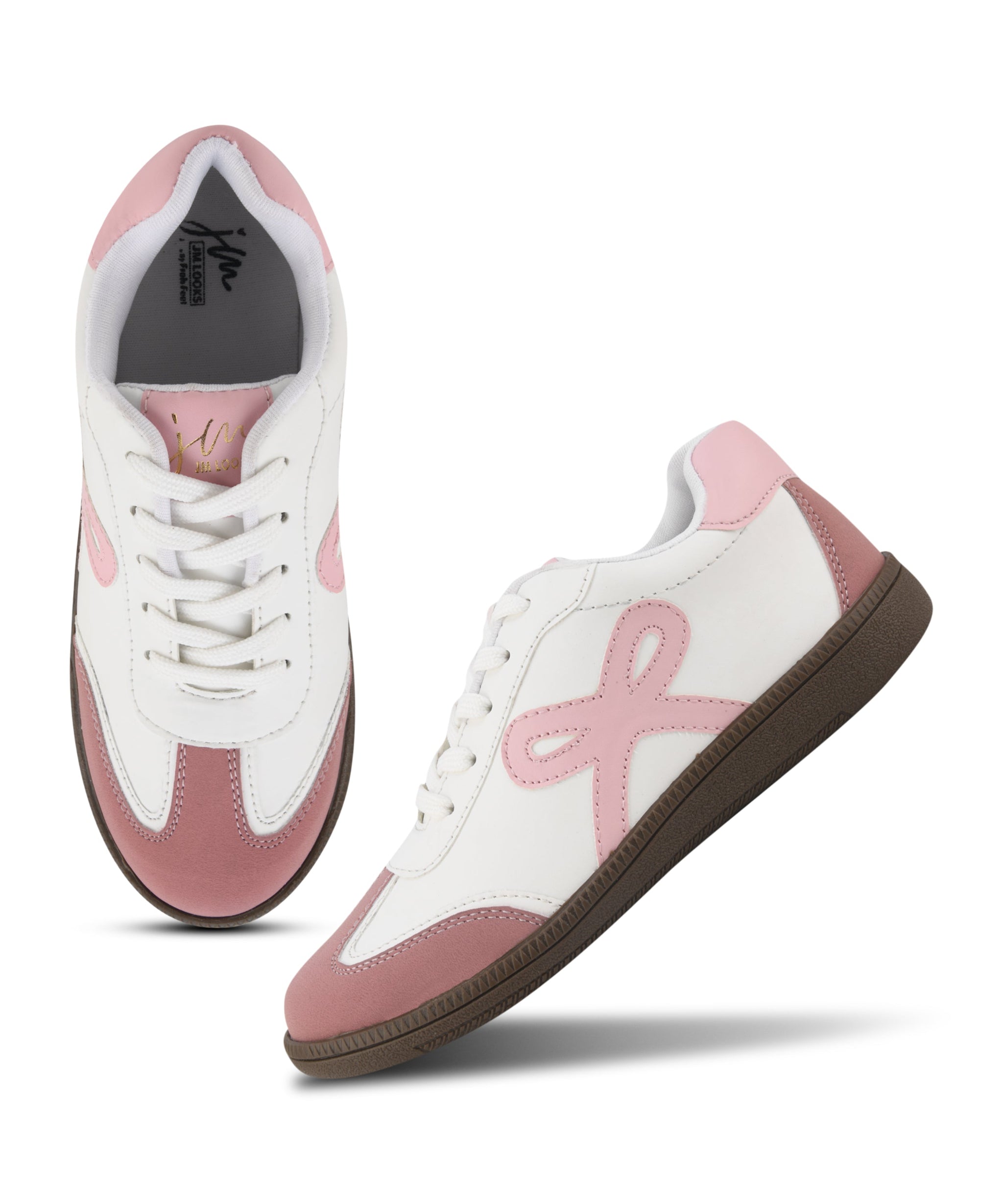 Women's Sneakers Lace-Up Casual Sneakers for Girls, Bow Ribbon Design
