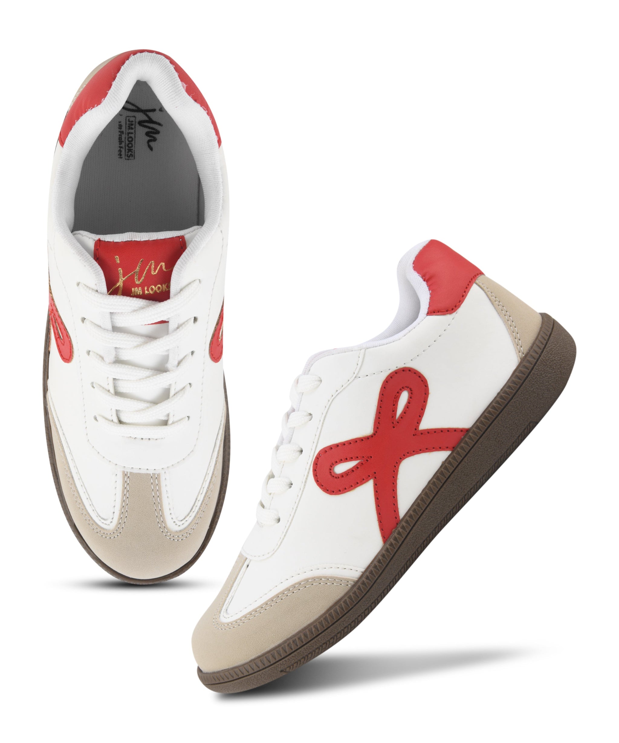 Women's Sneakers Lace-Up Casual Sneakers for Girls, Bow Ribbon Design