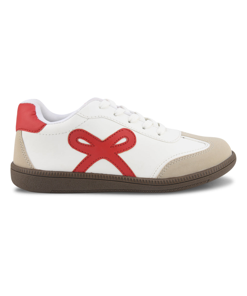 Women's Sneakers Lace-Up Casual Sneakers for Girls, Bow Ribbon Design