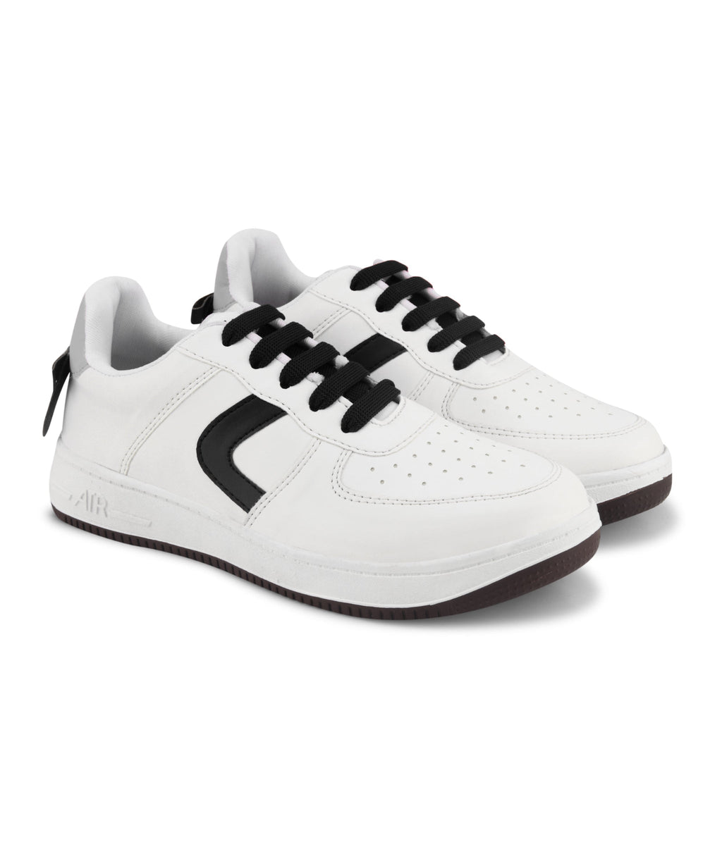 Women's Low Top Lace-Up Bow Casual Sneakers with Perforated Detailing