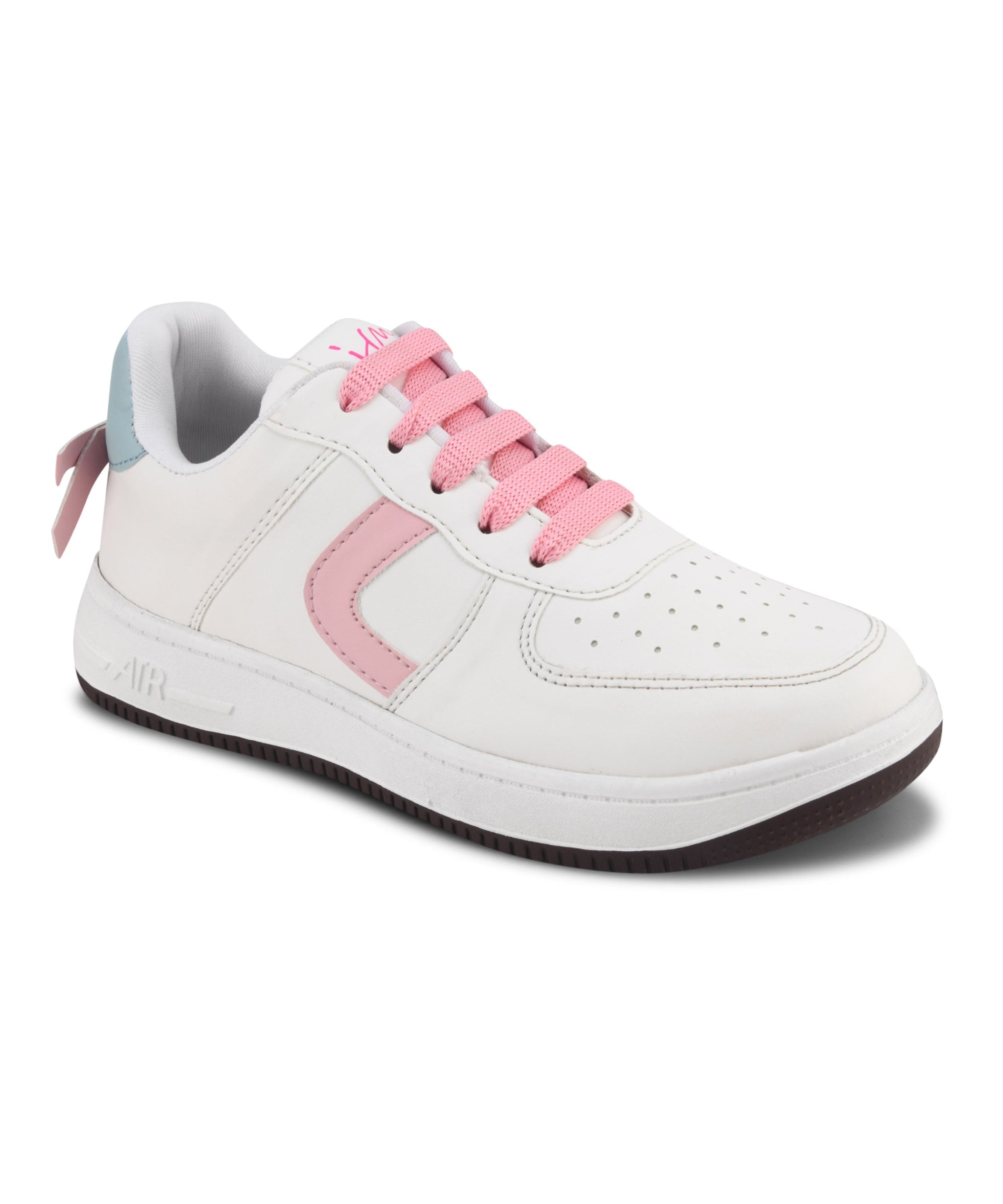 Women's Low Top Lace-Up Bow Casual Sneakers with Perforated Detailing