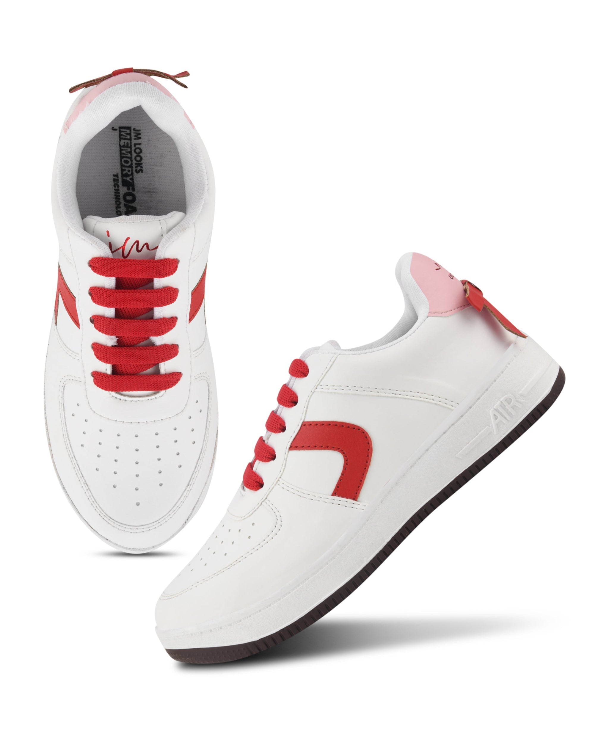 Women's Low Top Lace-Up Bow Casual Sneakers with Perforated Detailing