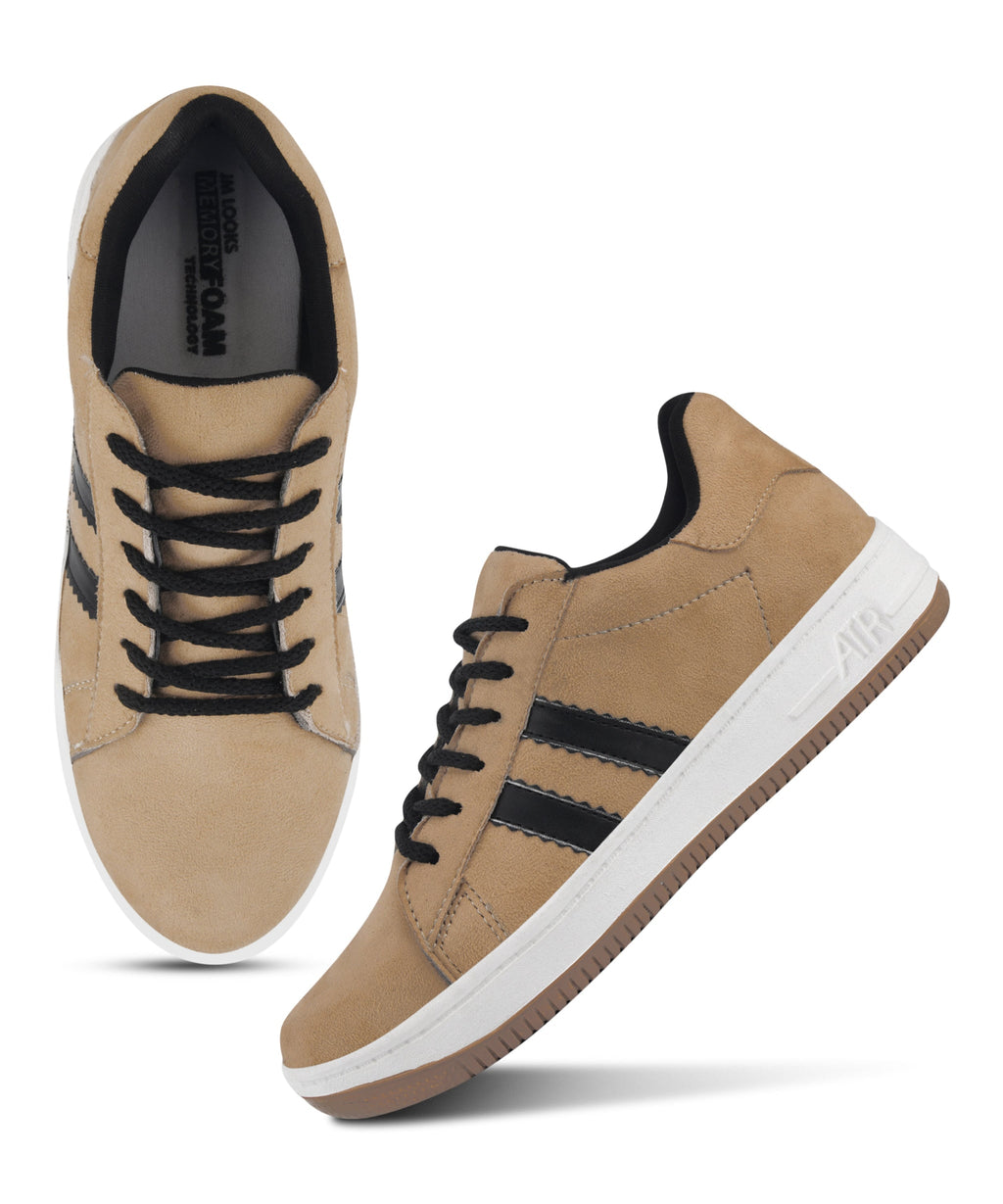 Minimal Suede Low-Top Sneakers with soft gum Sole & Contrast Side Stripes