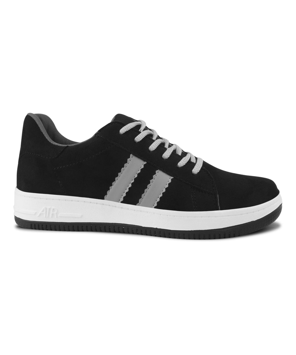 Minimal Suede Low-Top Sneakers with soft gum Sole & Contrast Side Stripes