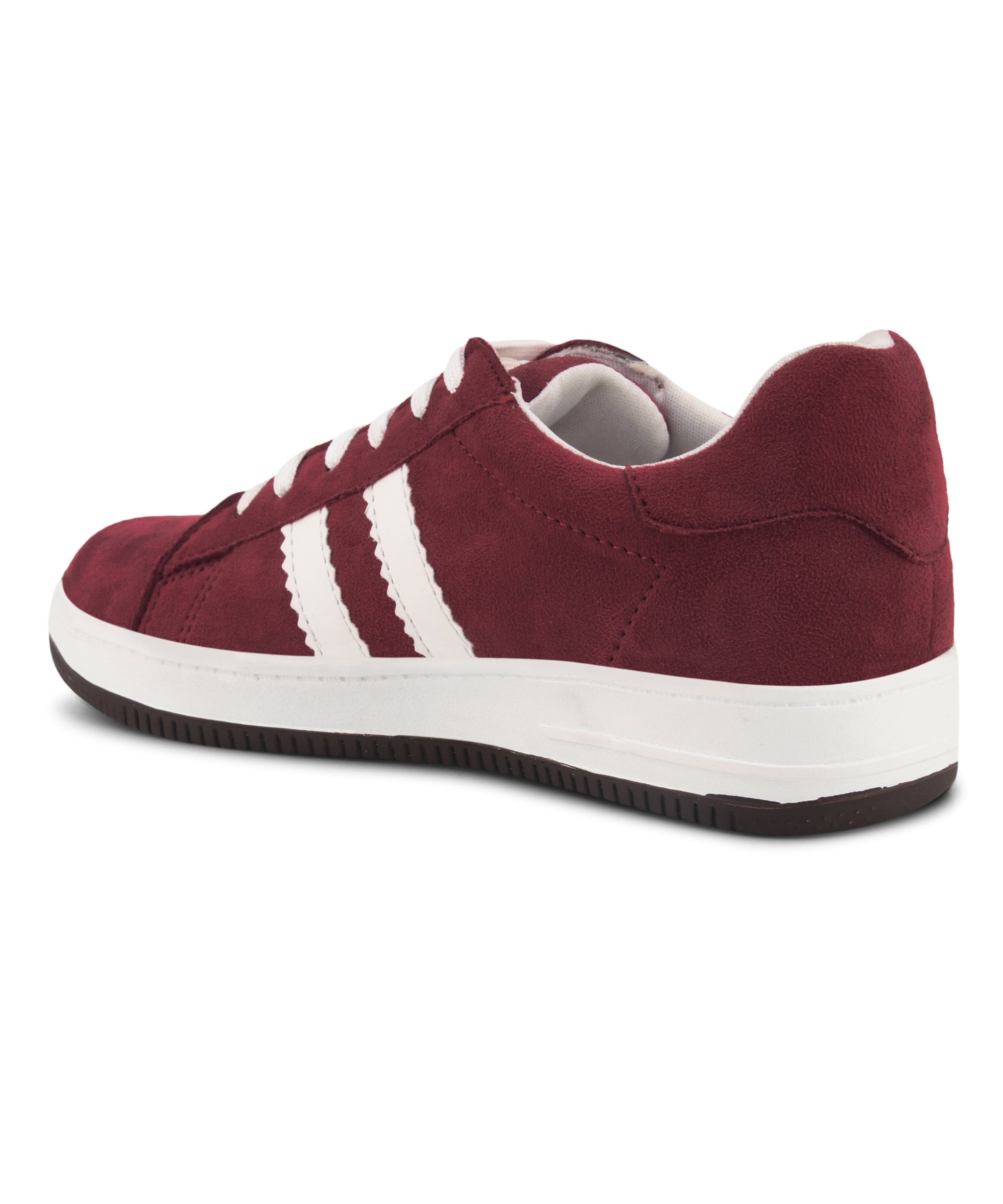 Minimal Suede Low-Top Sneakers with soft gum Sole & Contrast Side Stripes