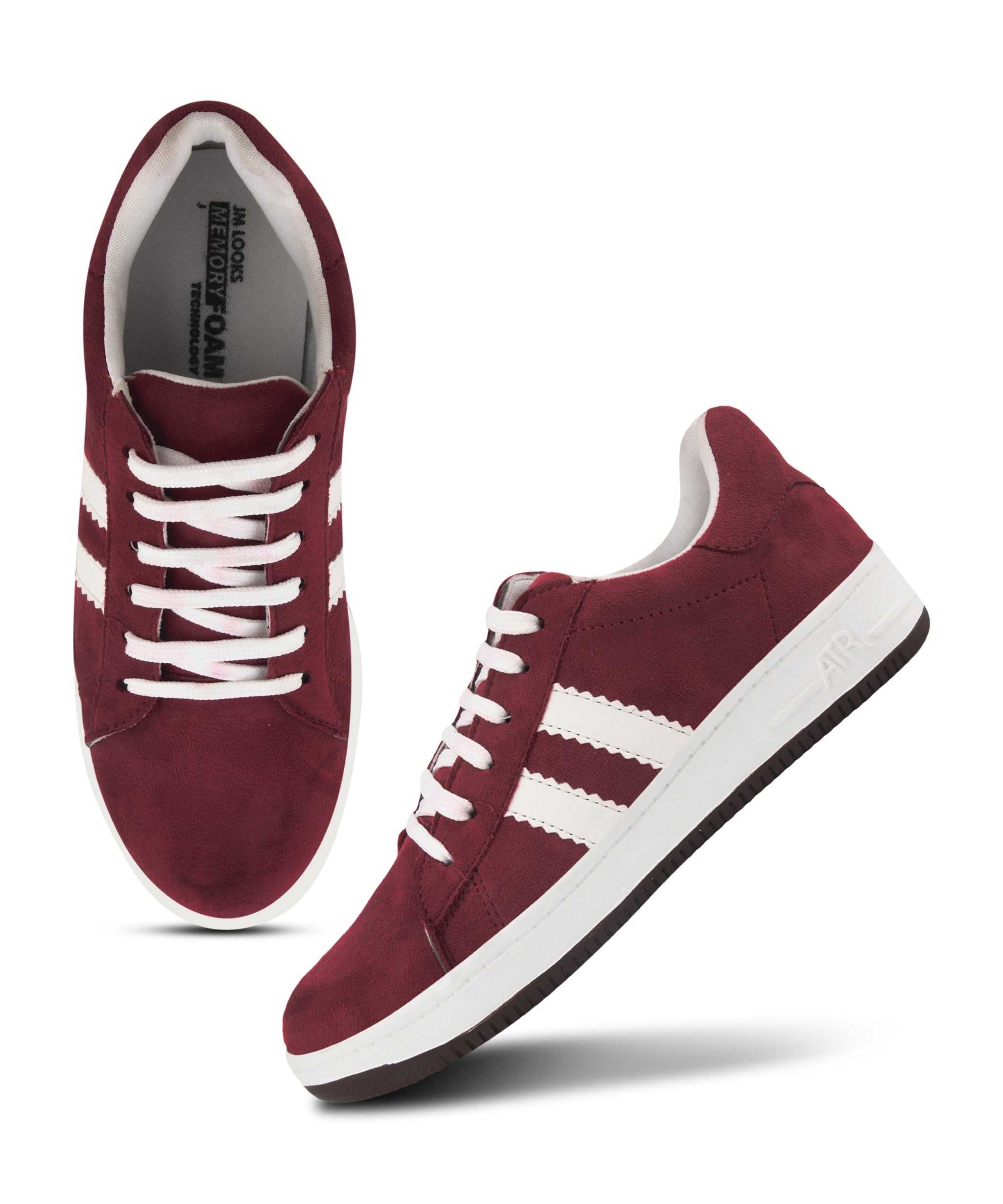 Minimal Suede Low-Top Sneakers with soft gum Sole & Contrast Side Stripes