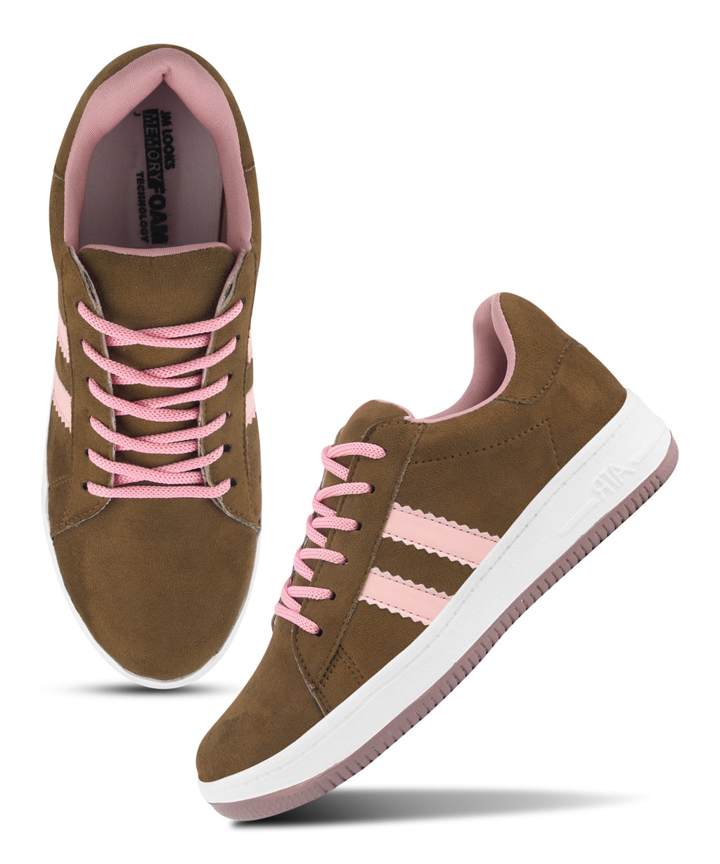 Minimal Suede Low-Top Sneakers with soft gum Sole & Contrast Side Stripes