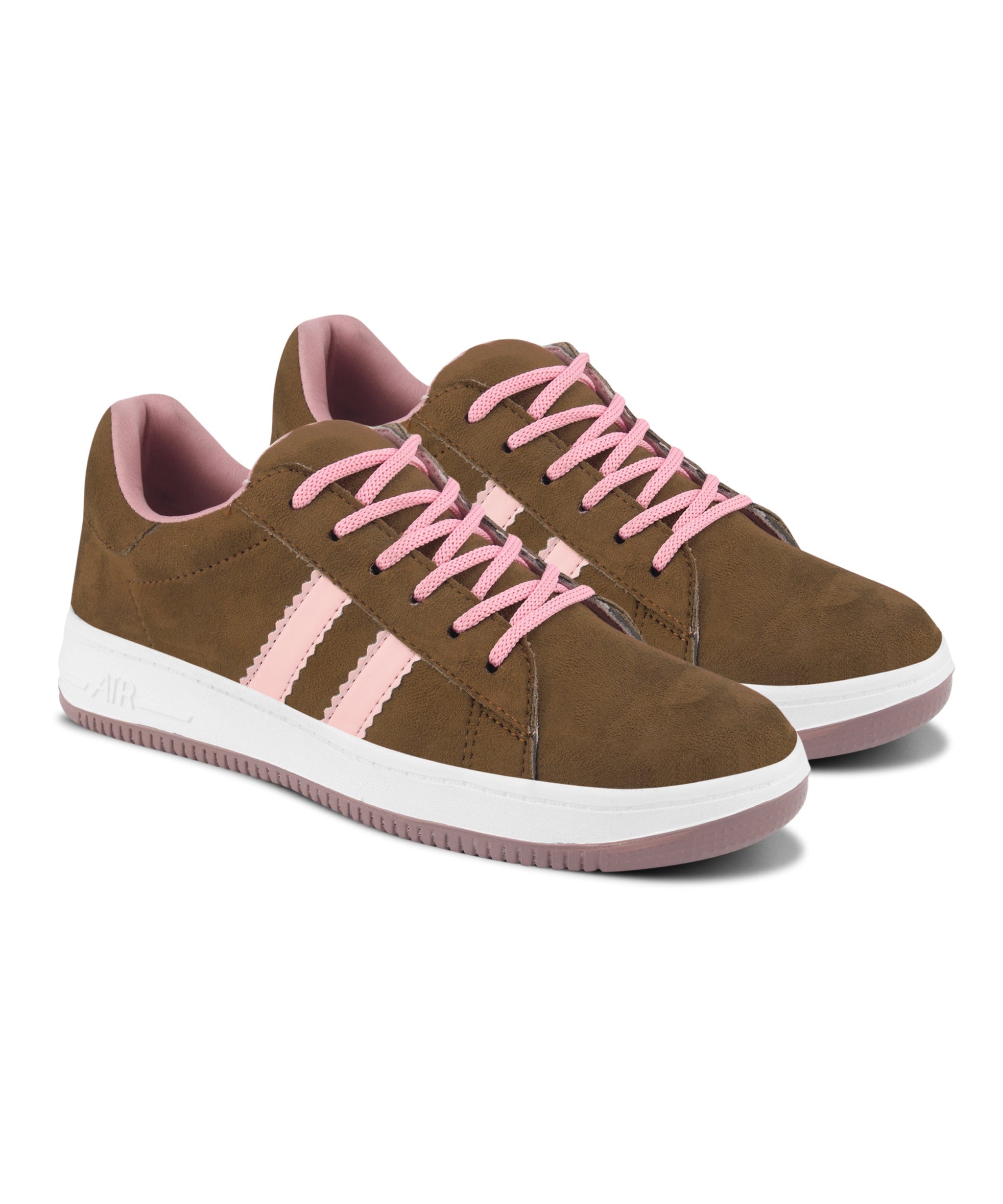 Minimal Suede Low-Top Sneakers with soft gum Sole & Contrast Side Stripes