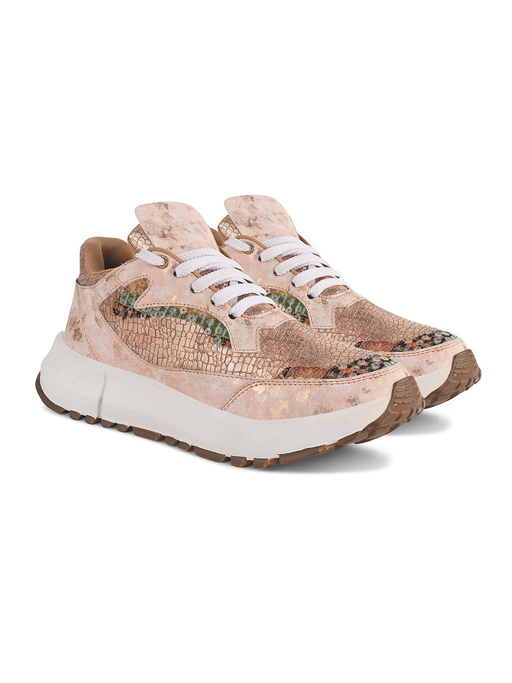 Metallic Mesh Chunky Sneakers For Women