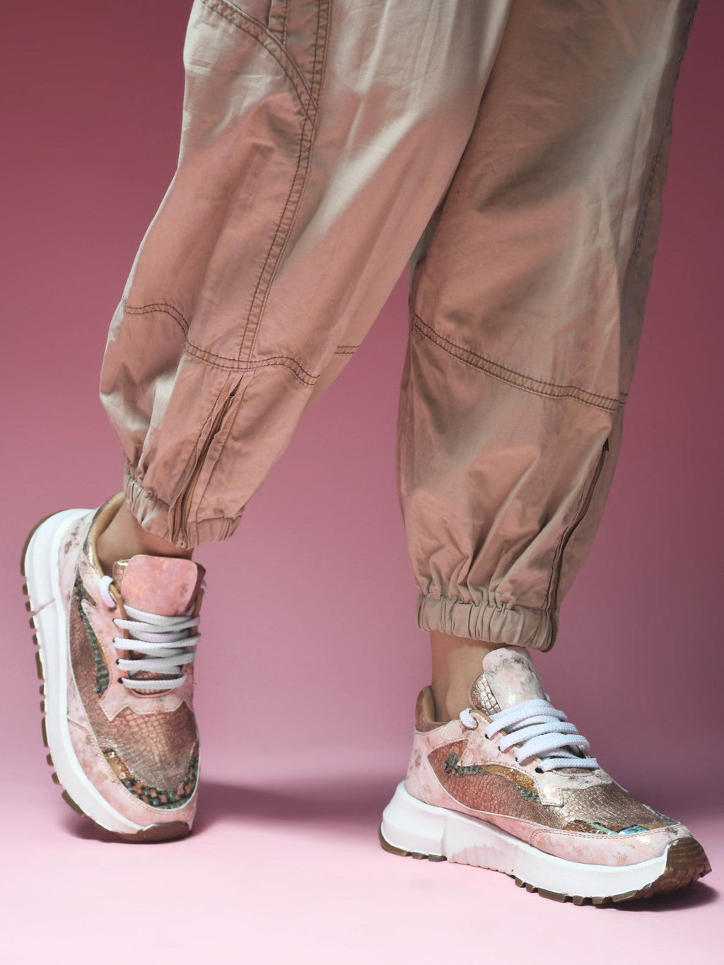 Metallic Mesh Chunky Sneakers For Women