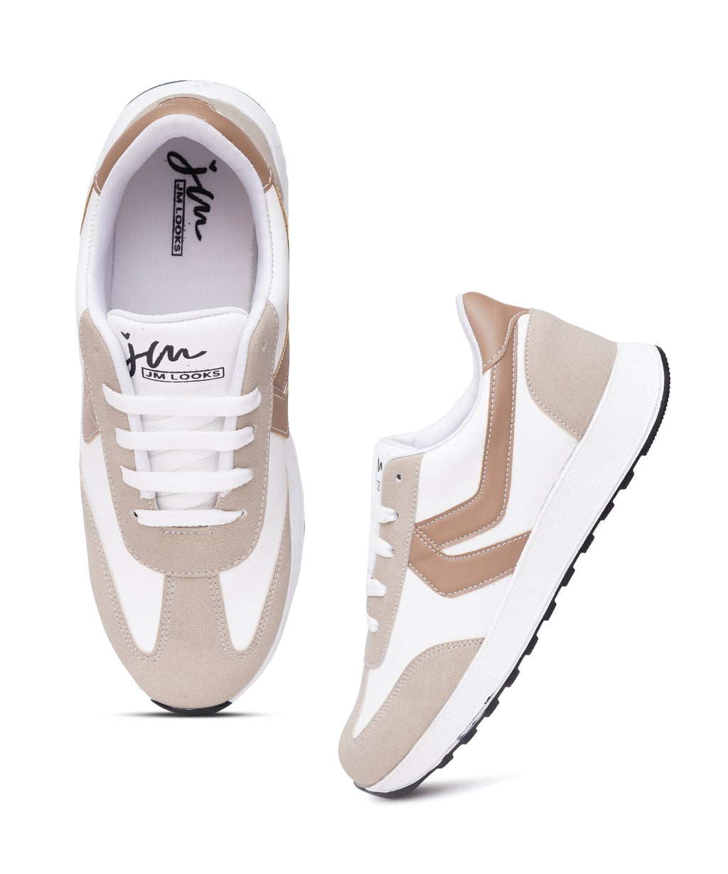 Women’s Casual Lace-Up Sneakers with Contrast Panels